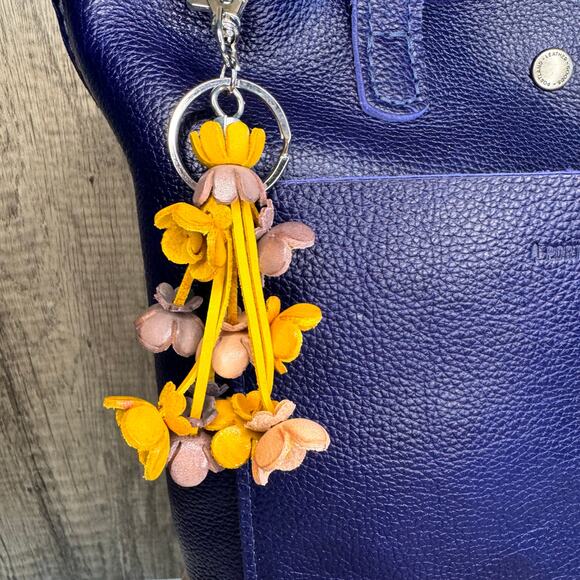 Leather Flower Purse Charm Genuine Leather Bag Charm NEW FAST SHIP - Picture 2 of 6